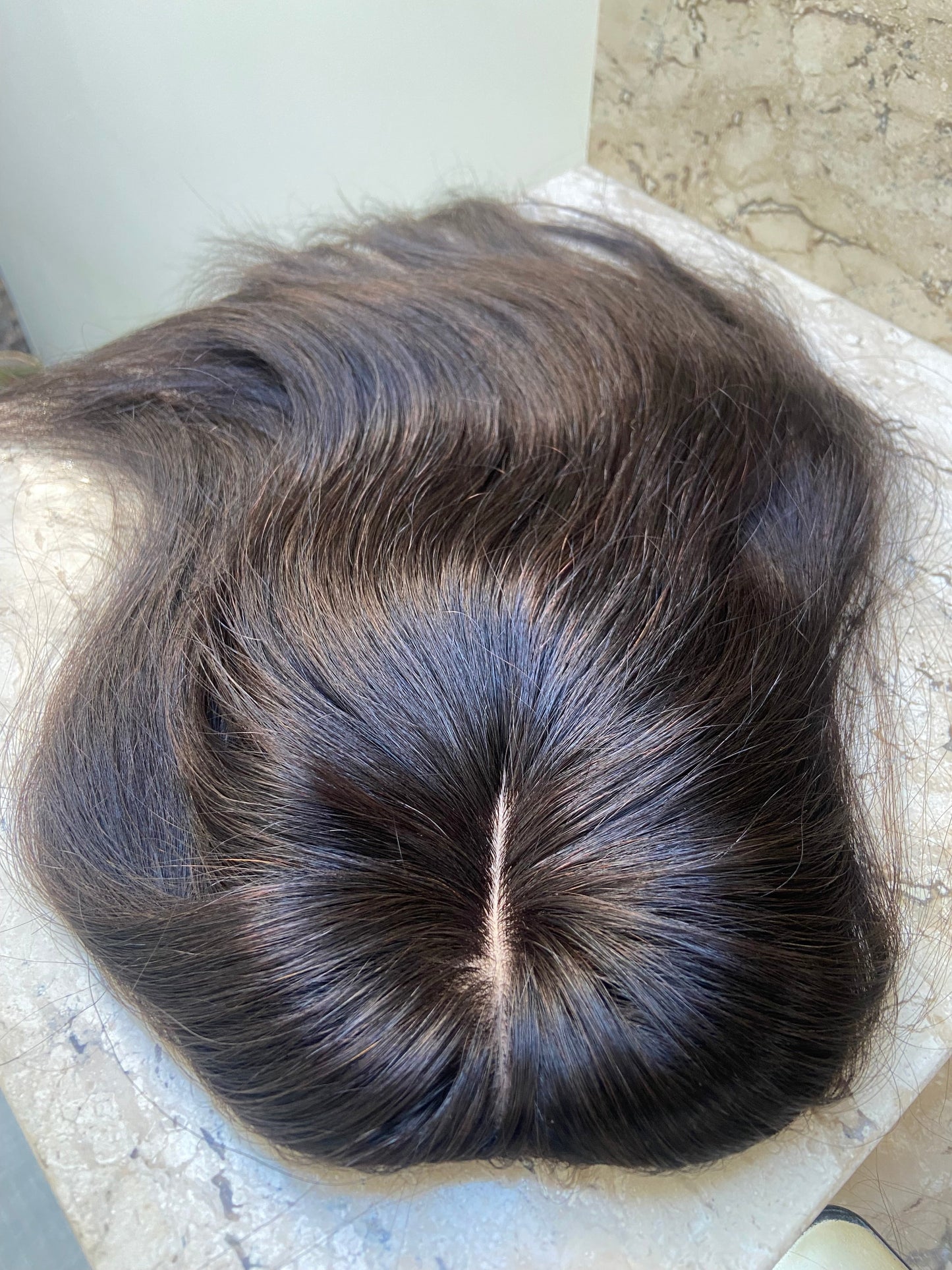 Medium Human Hair Topper – 16" (No Bangs)