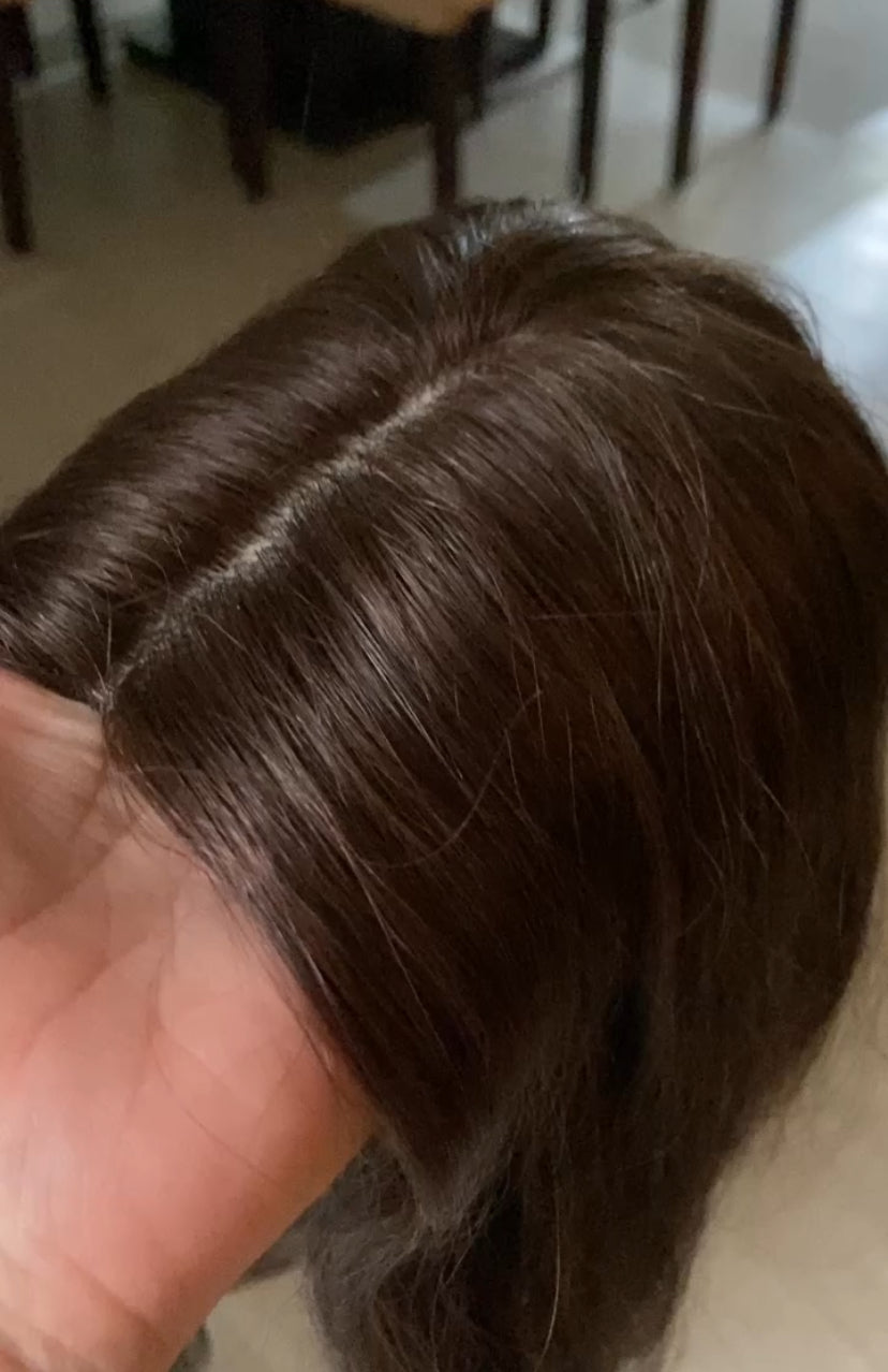 Medium Human Hair Topper β 12" (No Bangs)