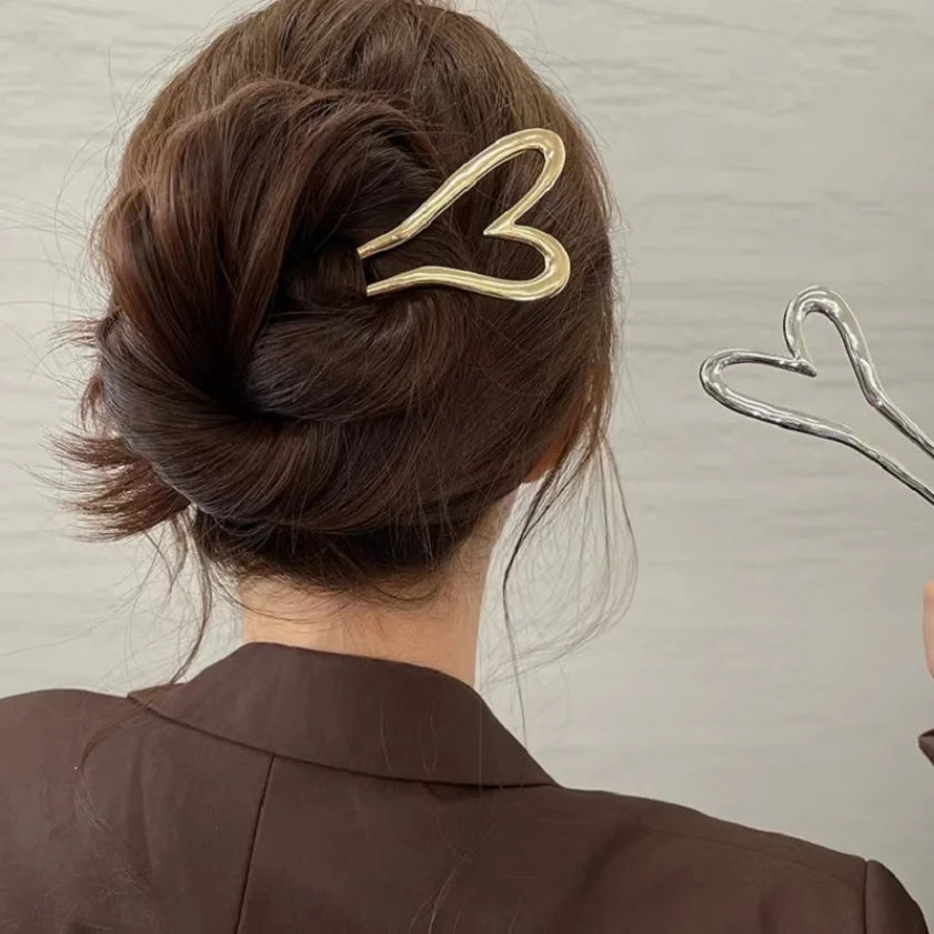 💖 Metalen haarspelden – Hart & geometrische elegantie