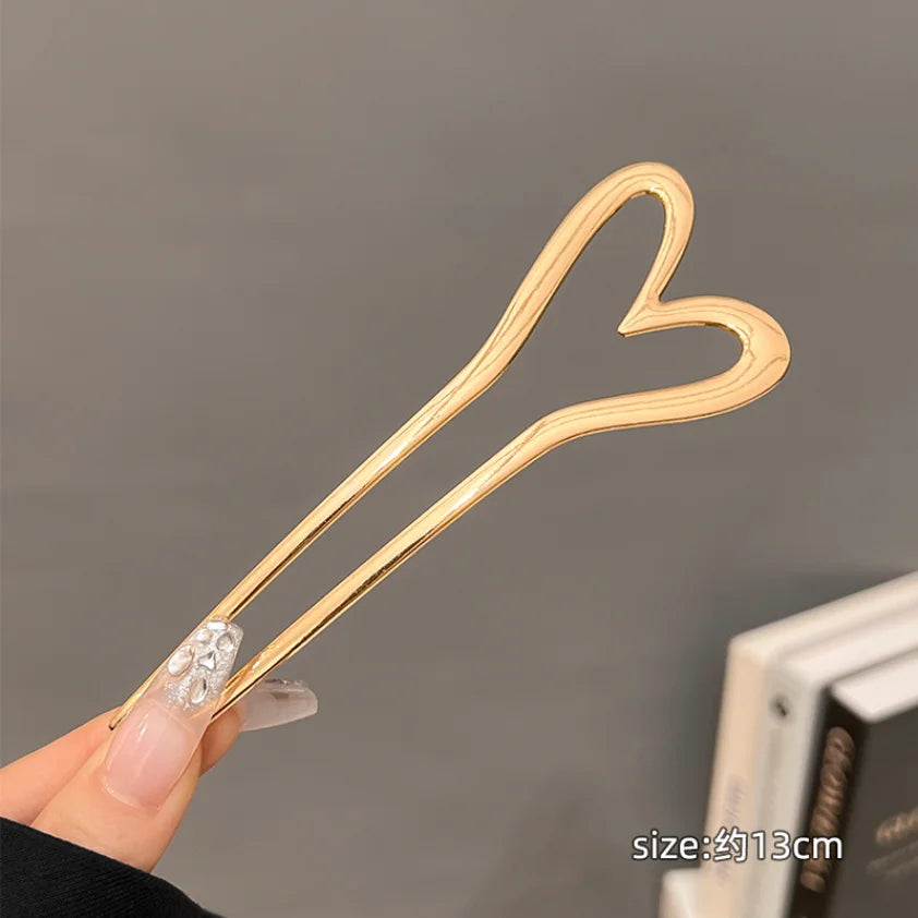 💖 Metalen haarspelden – Hart & geometrische elegantie