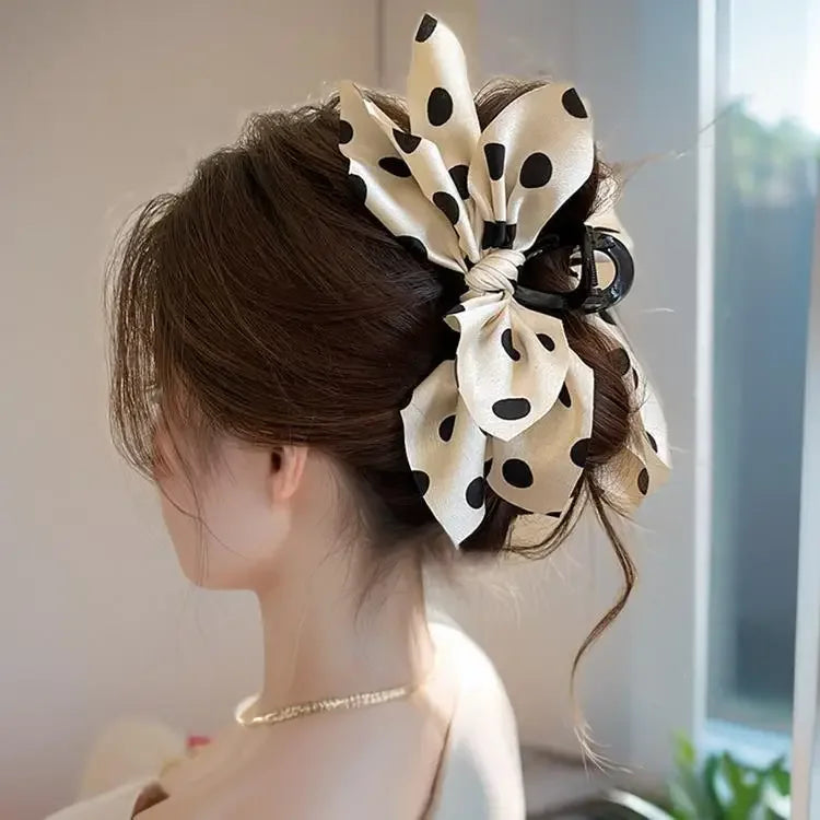 π Trendy Polka Dot Bow Hair Clip β Made for Thick Hair