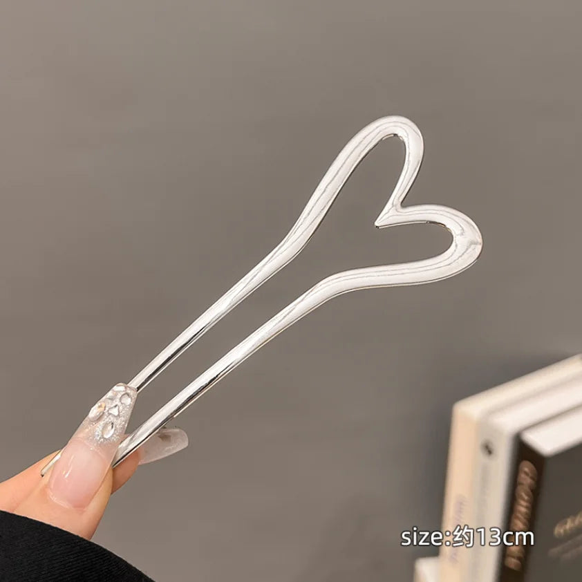 💖 Metalen haarspelden – Hart & geometrische elegantie