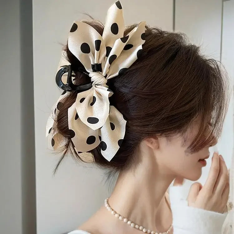 π Trendy Polka Dot Bow Hair Clip β Made for Thick Hair