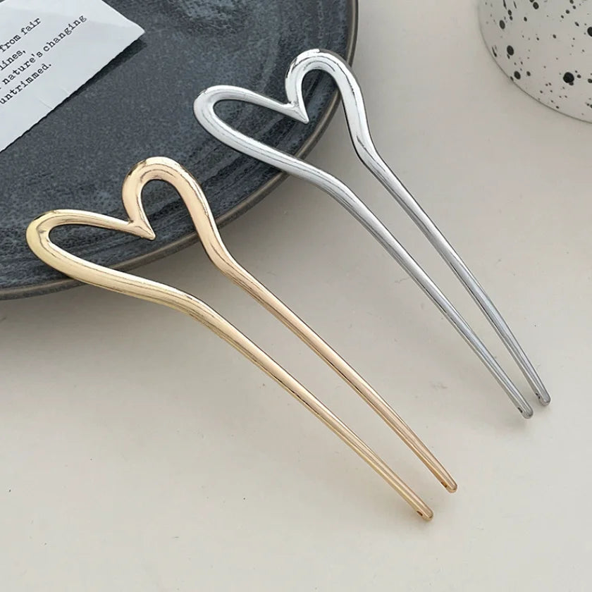💖 Metalen haarspelden – Hart & geometrische elegantie