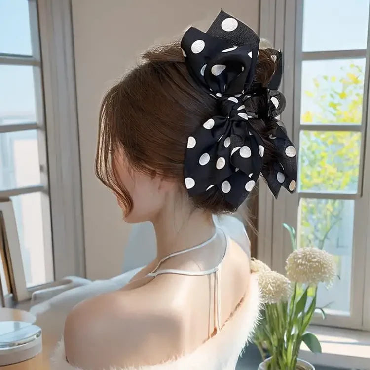 π Trendy Polka Dot Bow Hair Clip β Made for Thick Hair