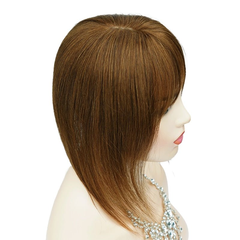 Medium Human Hair Topper with Bangs – 12"