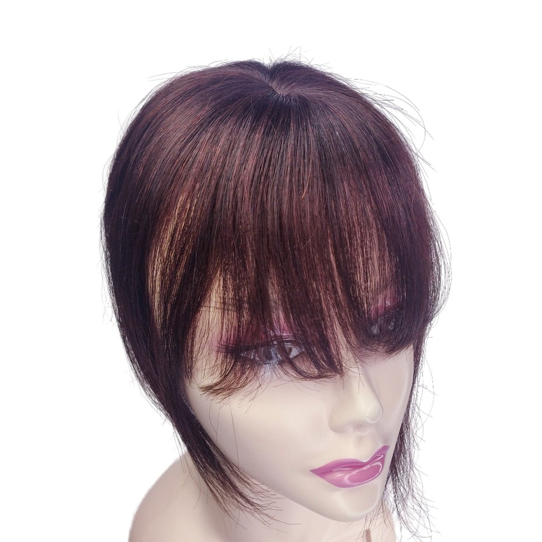 Short Human Hair Topper with Bangs 7.87"