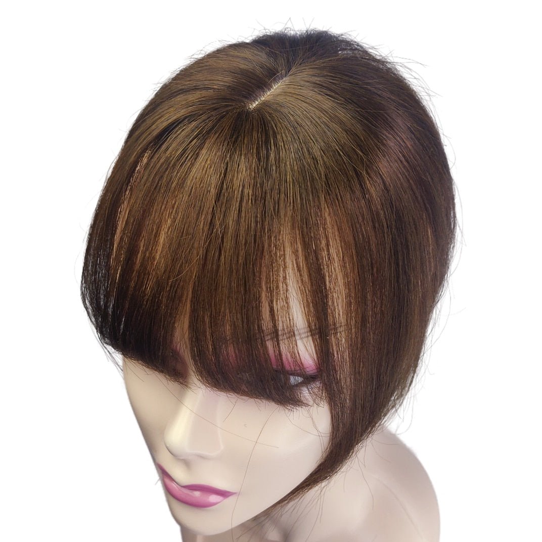 Short Human Hair Topper with Bangs 7.87"