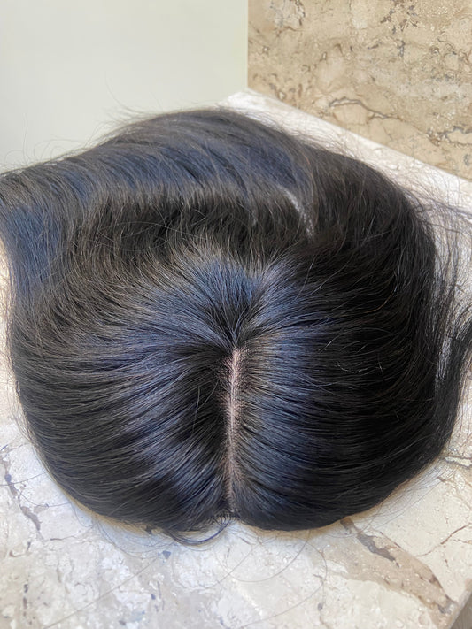 Medium Human Hair Topper – 12" (No Bangs)