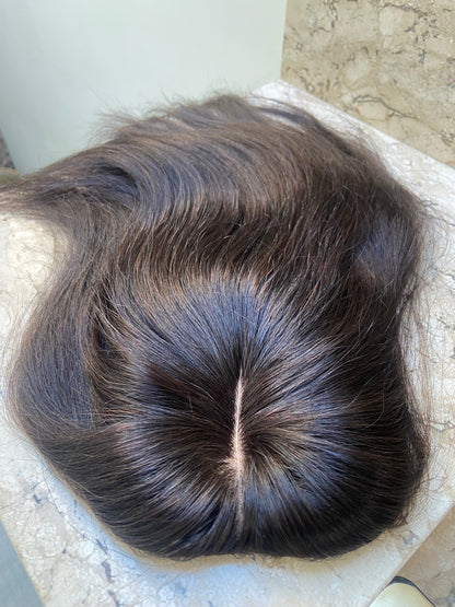 Medium Human Hair Topper – 16" (No Bangs)