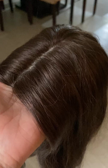 Medium Human Hair Topper – 12" (No Bangs)