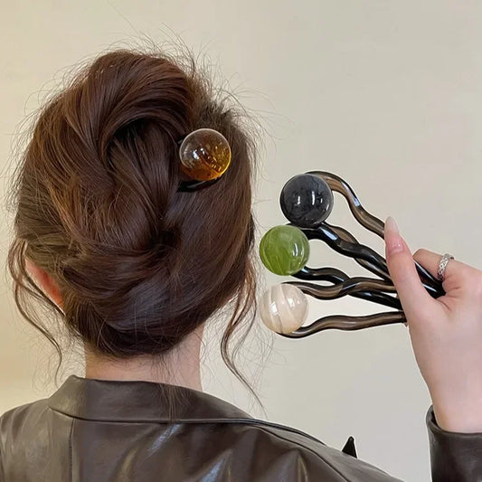 Retro U-Shaped Acrylic Hairpin Elegant Tip