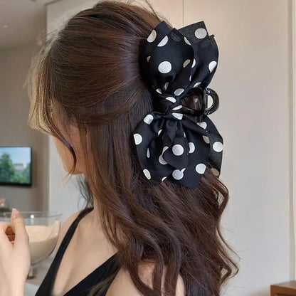 🎀 Trendy Polka Dot Bow Hair Clip – Made for Thick Hair