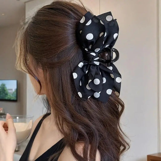 🎀 Trendy Polka Dot Bow Hair Clip – Made for Thick Hair