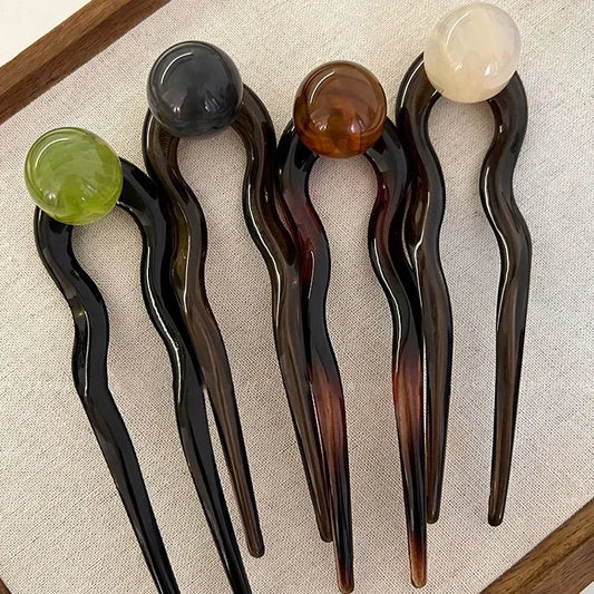 Retro U-Shaped Acrylic Hairpin Elegant Tip
