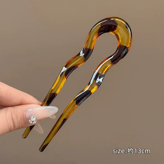Retro U-Shaped Acrylic Hairpin