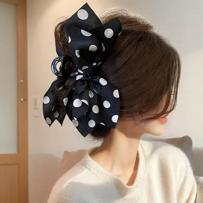 🎀 Trendy Polka Dot Bow Hair Clip – Made for Thick Hair