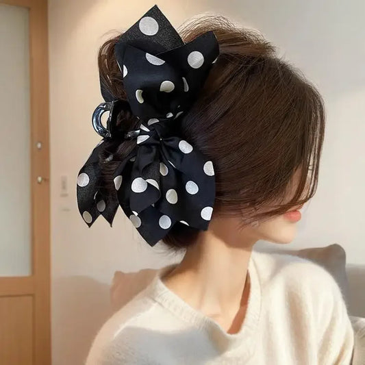 🎀 Trendy Polka Dot Bow Hair Clip – Made for Thick Hair