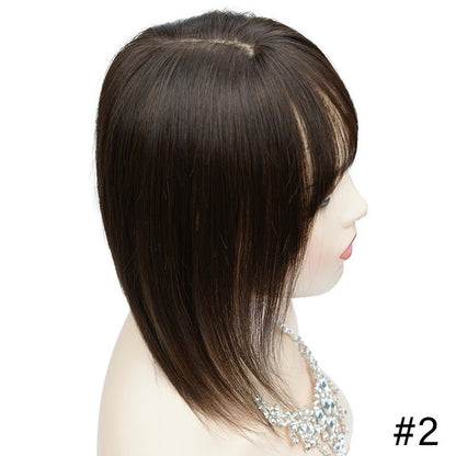 Medium Human Hair Topper with Bangs – 12"