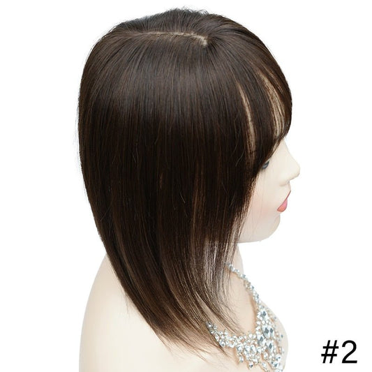Medium Human Hair Topper with Bangs – 12"