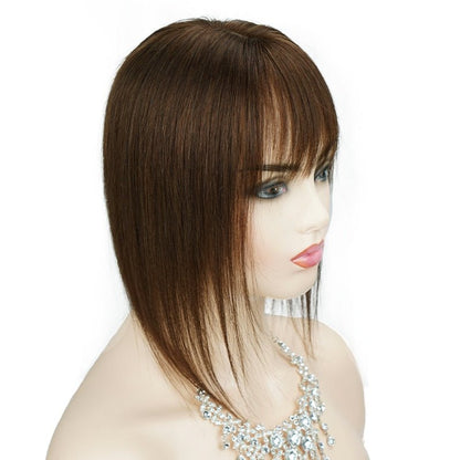 Medium Human Hair Topper with Bangs – 12"