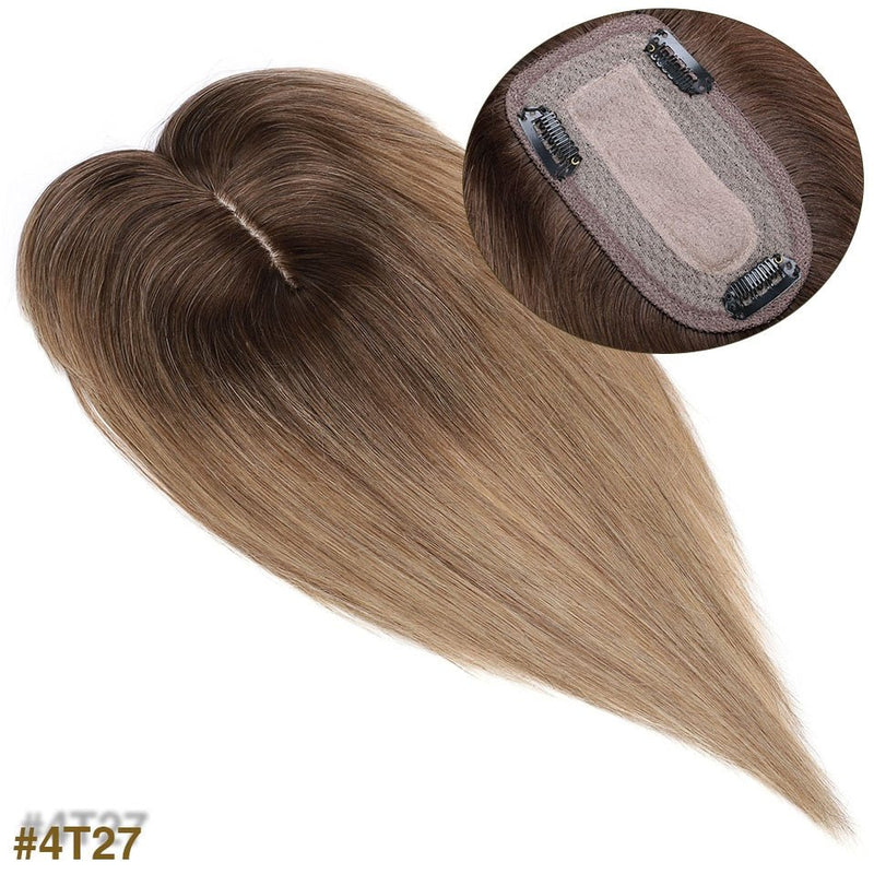 Medium Human Hair Topper with Bangs – 12"(Model 2)