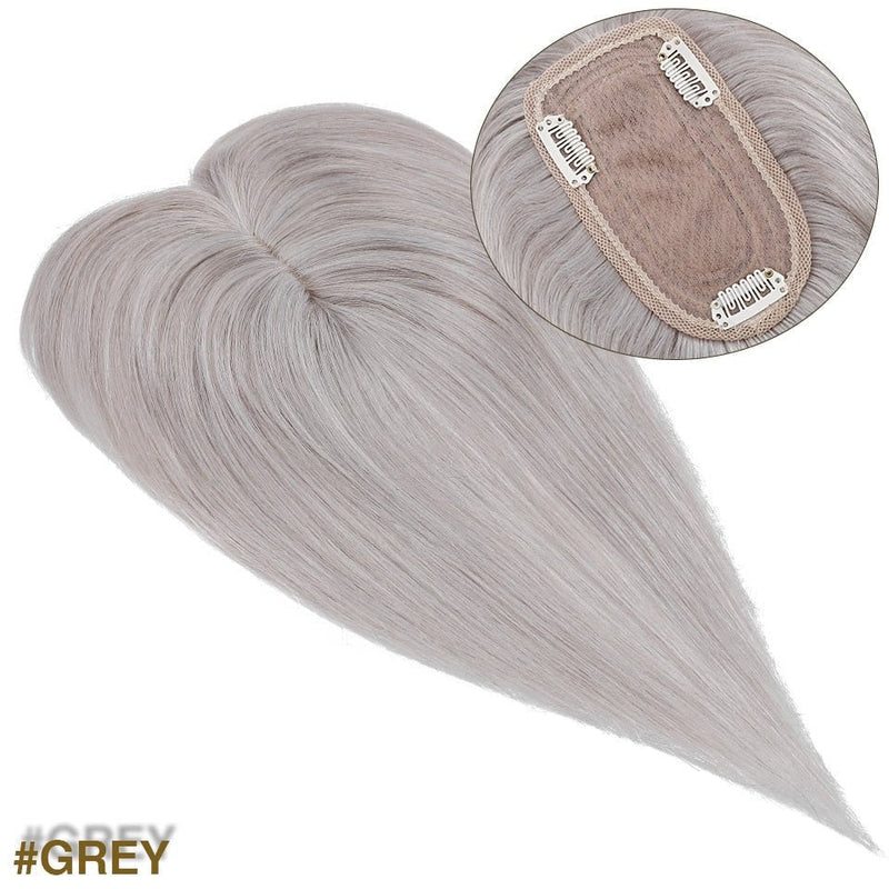 Medium Human Hair Topper with Bangs – 12"(Model 2)
