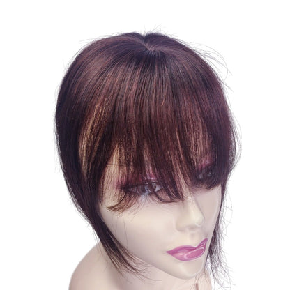Short Human Hair Topper with Bangs 7.87"