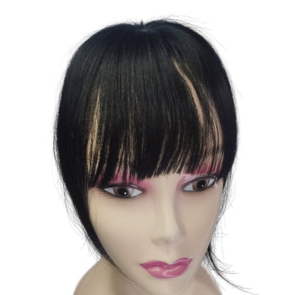 Short Human Hair Topper with Bangs 7.87"