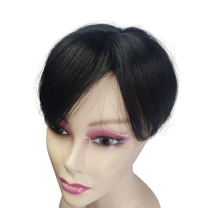 Short Human Hair Topper with Bangs – 5,9"