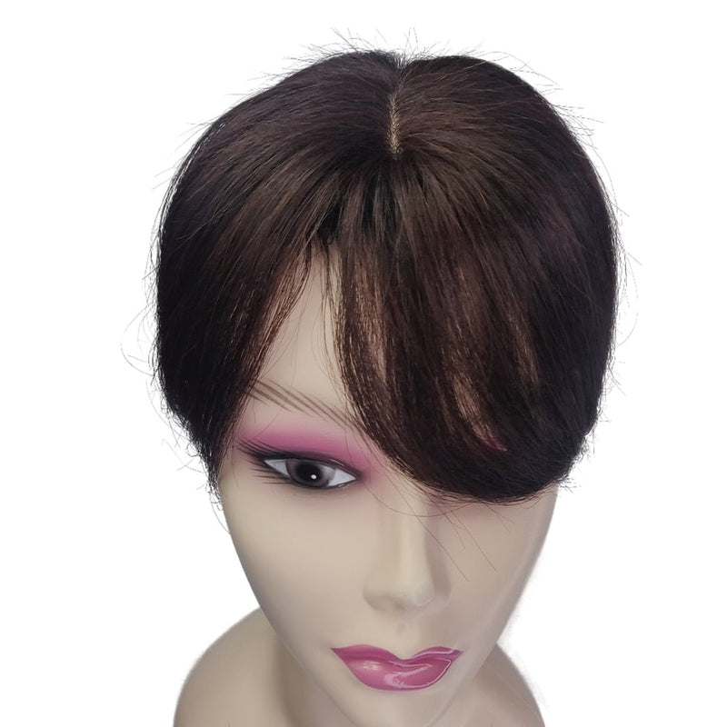 Short Human Hair Topper with Bangs – 5,9"
