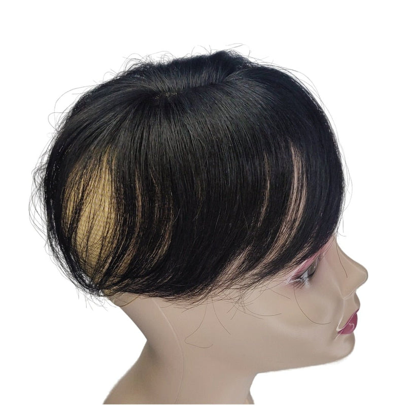 Short Human Hair Topper with Bangs – 5,9"