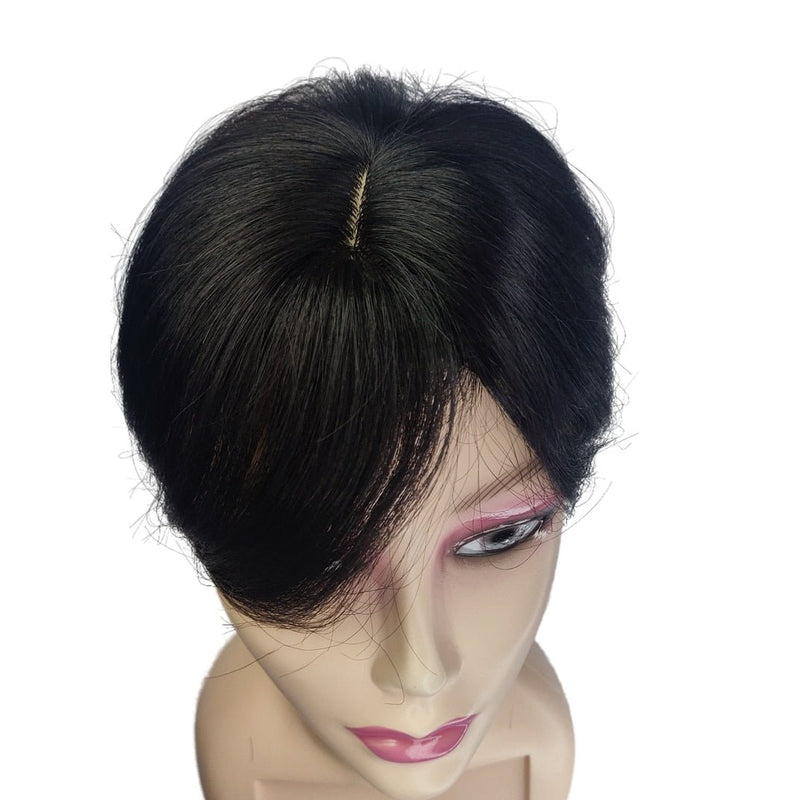 Short Human Hair Topper with Bangs – 5,9"