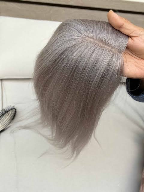 Medium Human Hair Topper – 16" (No Bangs)